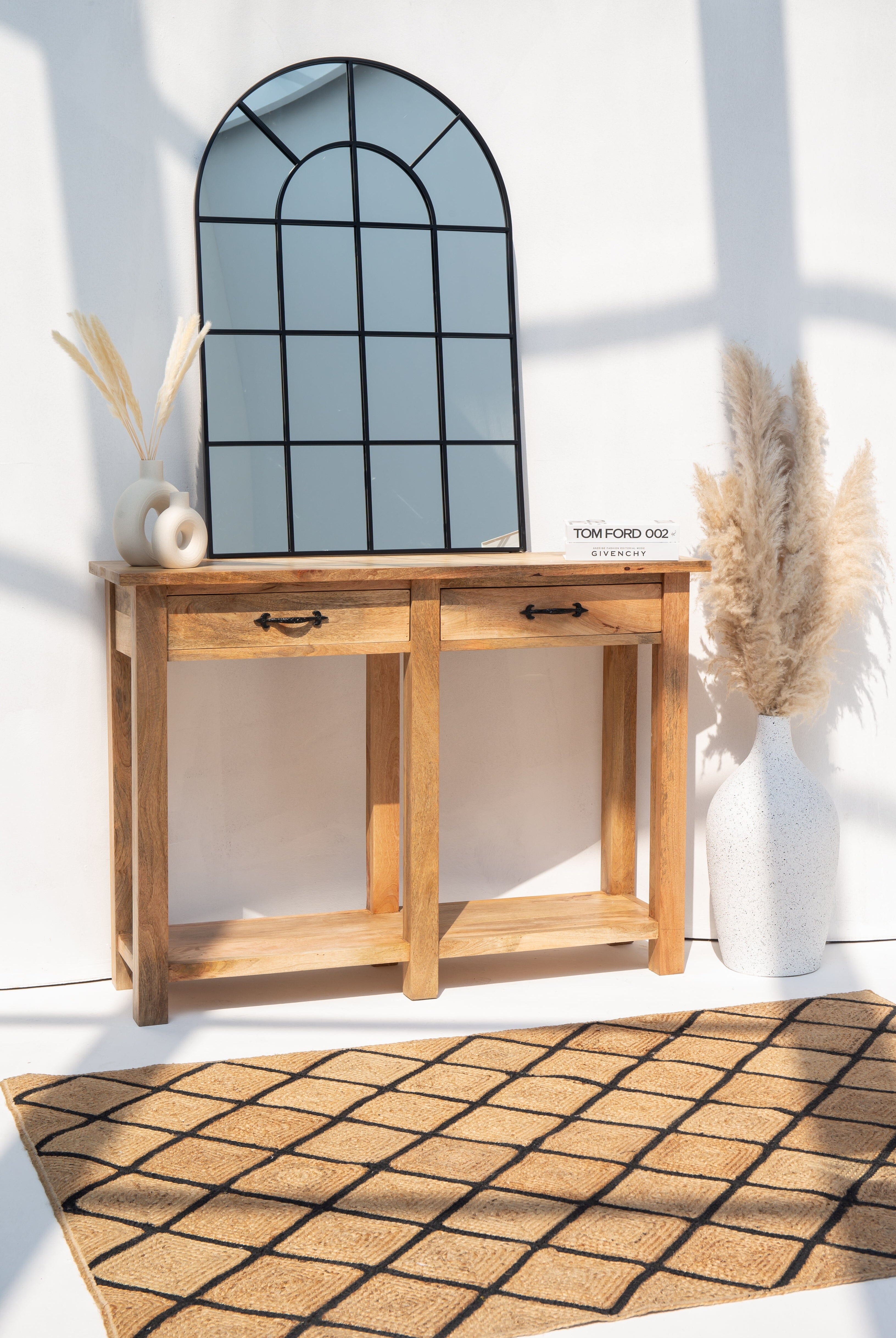 Sibylla Wooden Console with Two Drawers Homekode