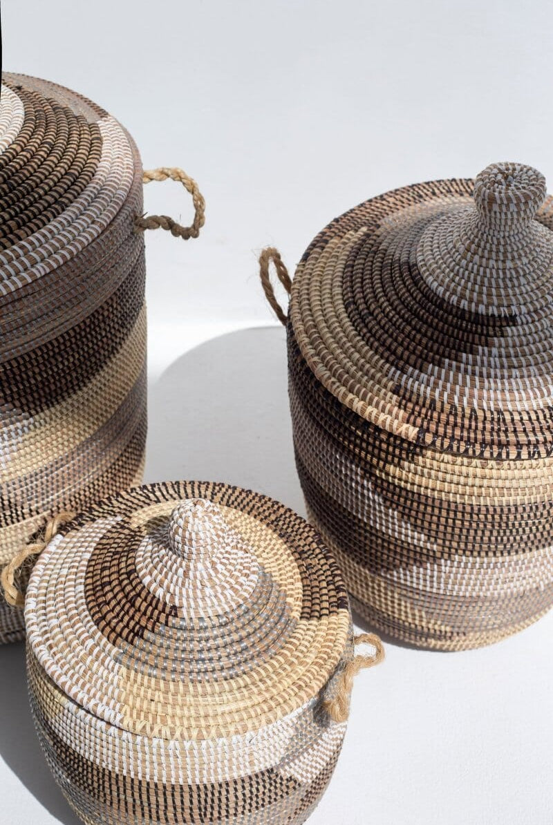 Handmade Brown, Beige, & Cream Classic Basket (3 Sizes) BASKET HomeKode