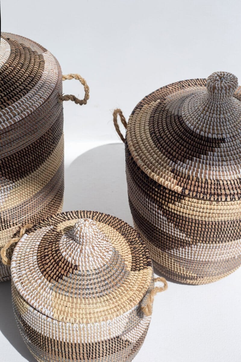 Handmade Brown, Beige, & Cream Classic Basket (3 Sizes) BASKET HomeKode