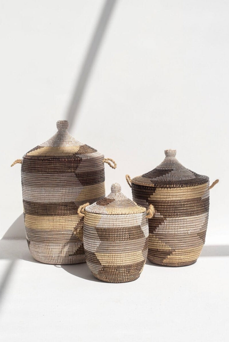 Maisha Handmade Brown, Beige, & Cream Classic Basket (3 Sizes)