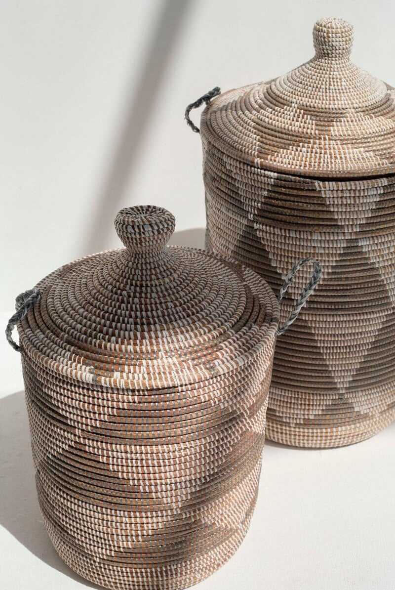 Handmade Triangles Beige & Brown Classic Basket (3 Sizes) BASKET