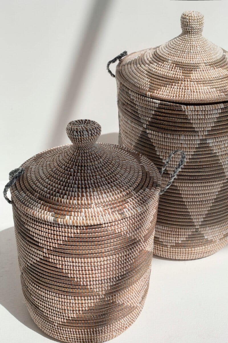 Handmade Triangles Beige & Brown Classic Basket (3 Sizes) BASKET