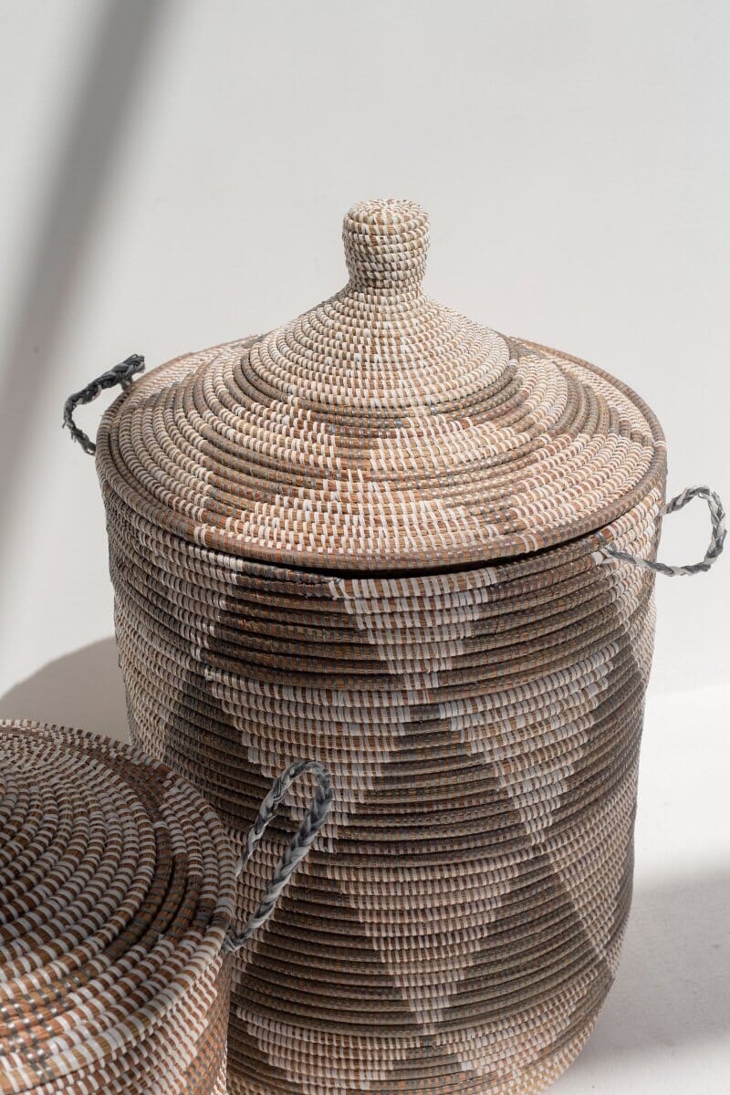 Handmade Triangles Beige & Brown Classic Basket (3 Sizes) BASKET