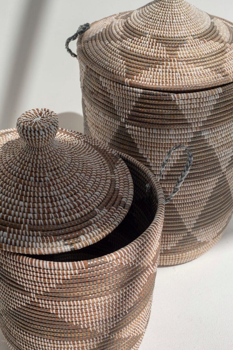 Handmade Triangles Beige & Brown Classic Basket (3 Sizes) BASKET