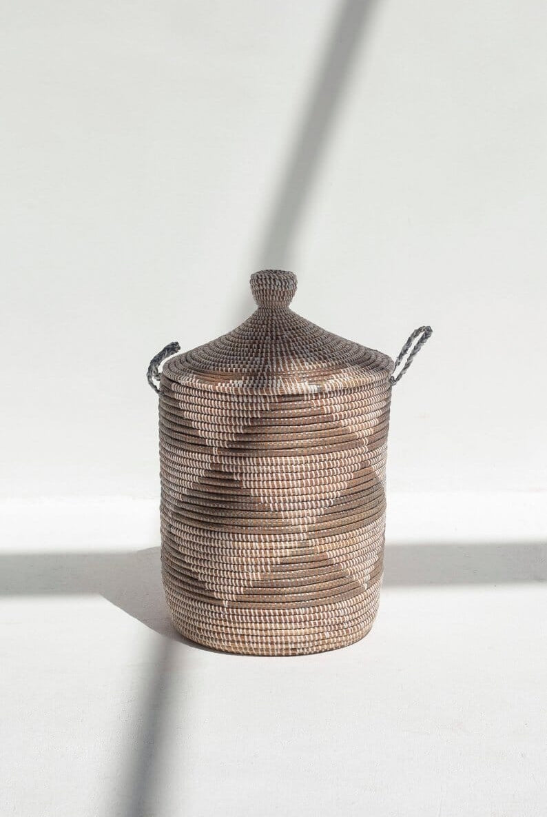 Handmade Triangles Beige & Brown Classic Basket (3 Sizes) BASKET