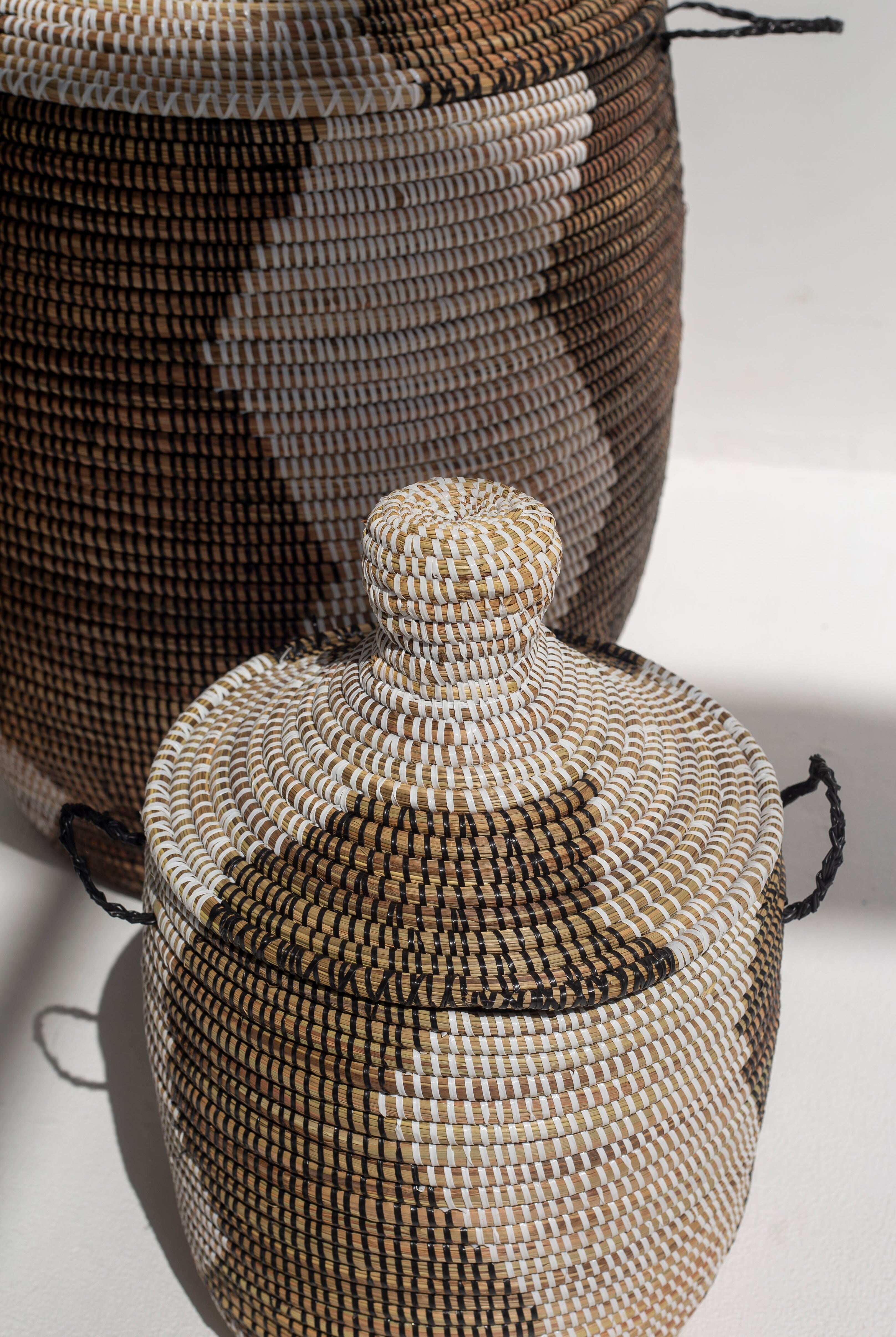 Handmade Natural & Zigzag Dark Brown Basket (3 Sizes) BASKET