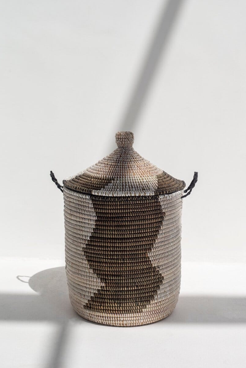 Handmade Natural & Zigzag Dark Brown Basket (3 Sizes) BASKET