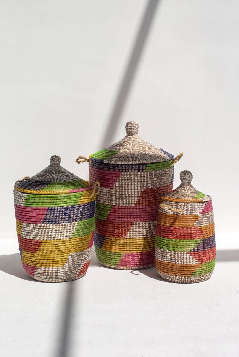 Maisha Handmade Rainbow Colored Classic Basket (3 Sizes)