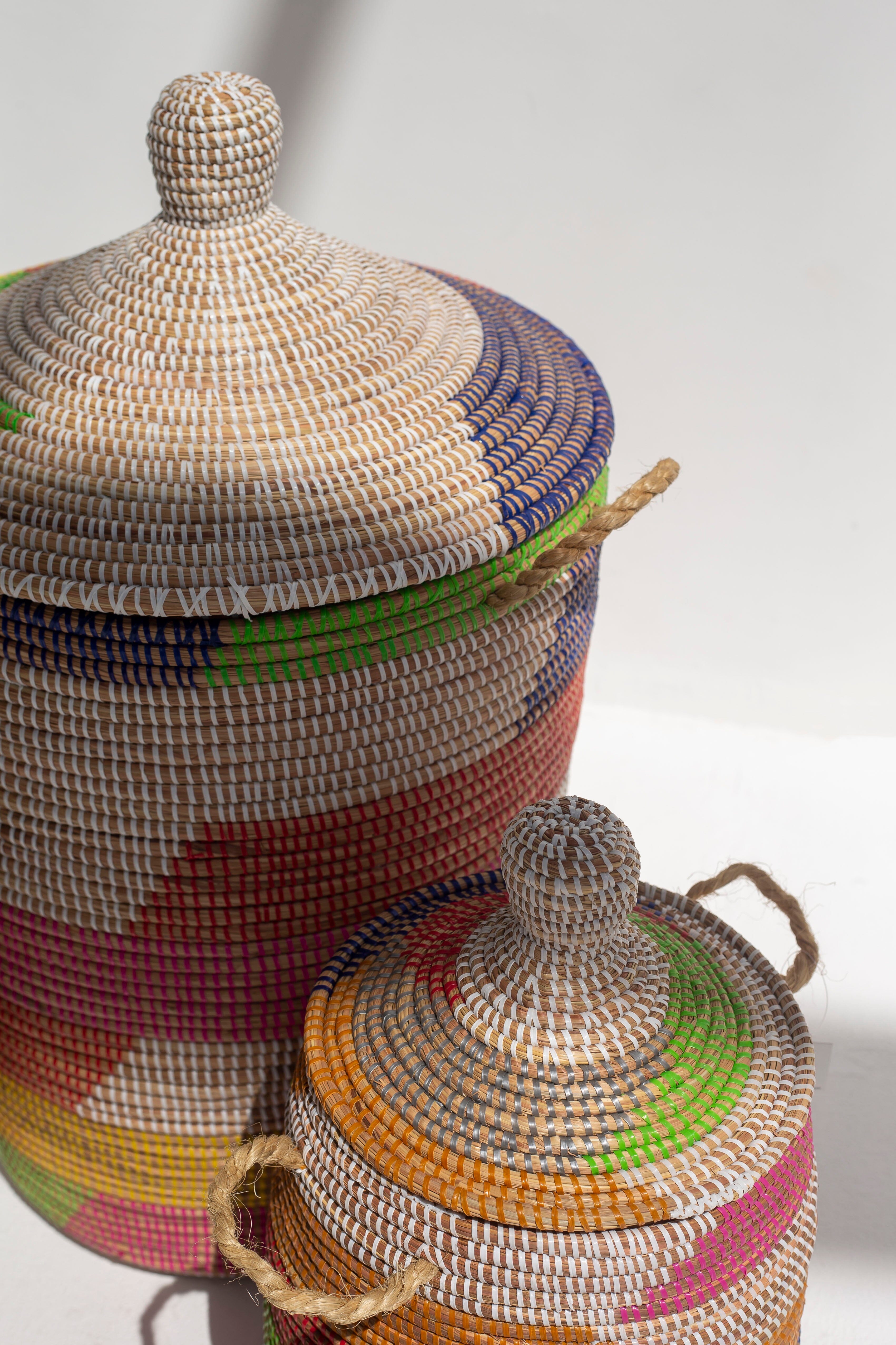 Handmade Rainbow Colored Classic Basket (3 Sizes) BASKET