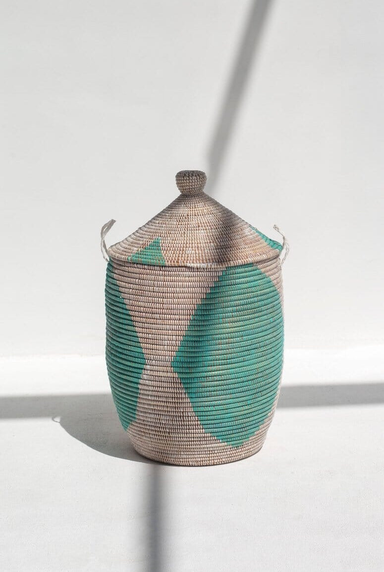 Maisha Handmade Mint & White Basket