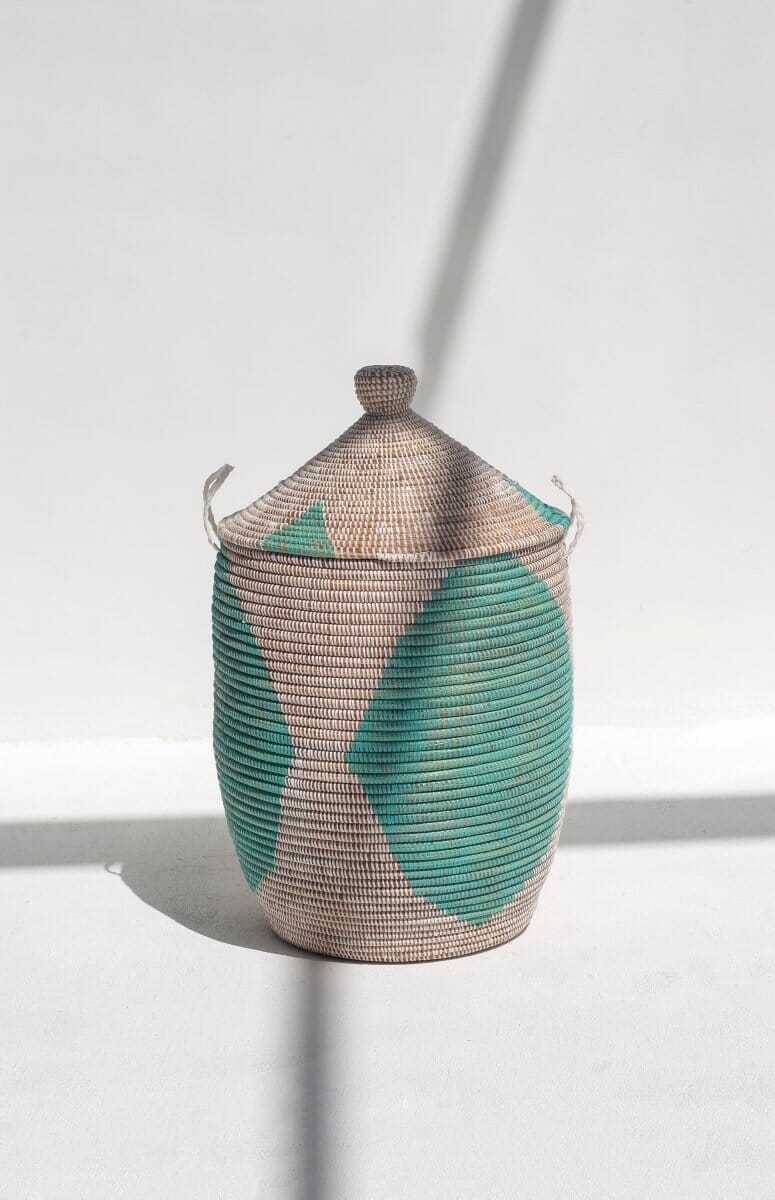 Maisha Handmade Mint & White Basket