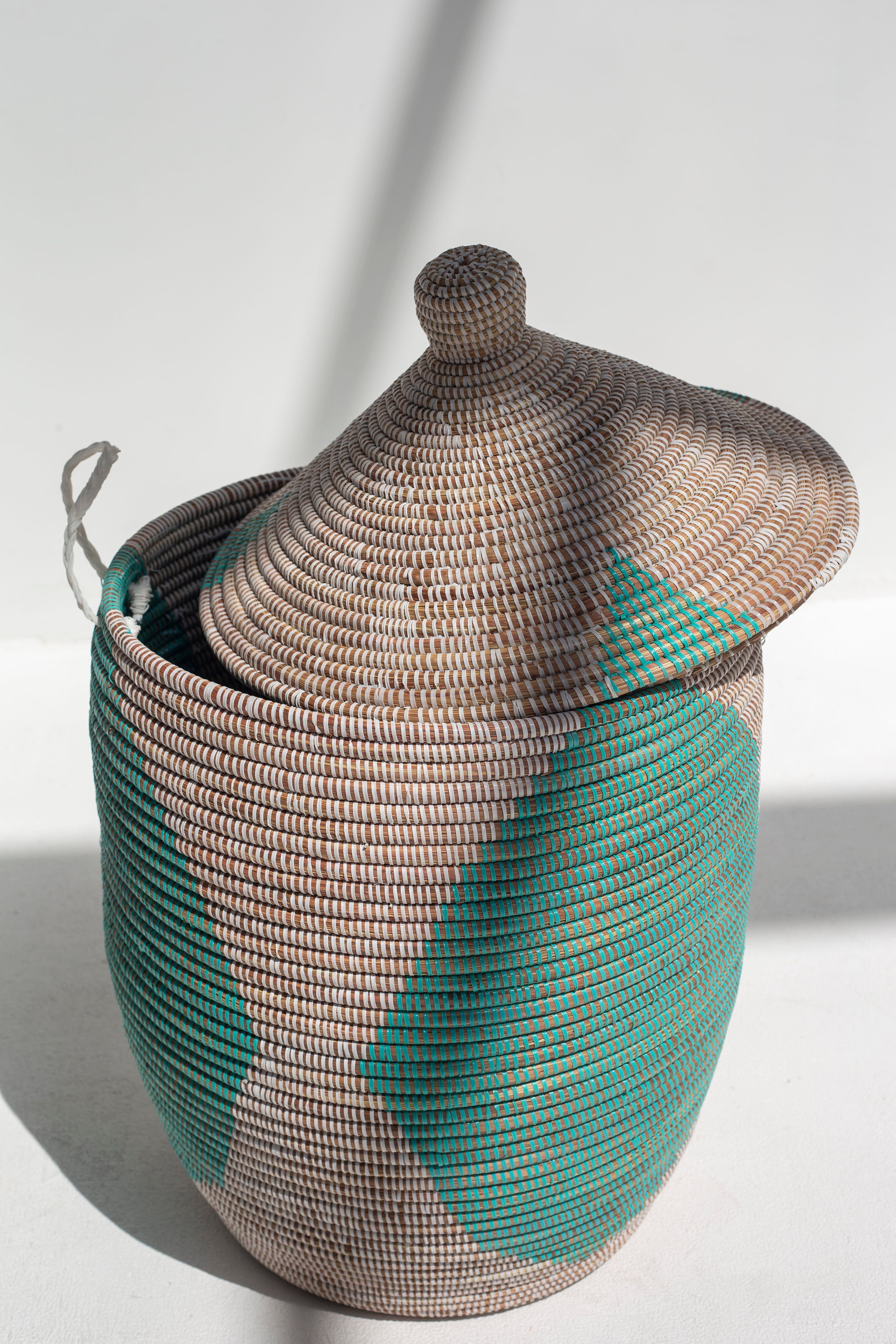 Handmade Mint Green & Beige Classic Basket (3 Sizes) BASKET