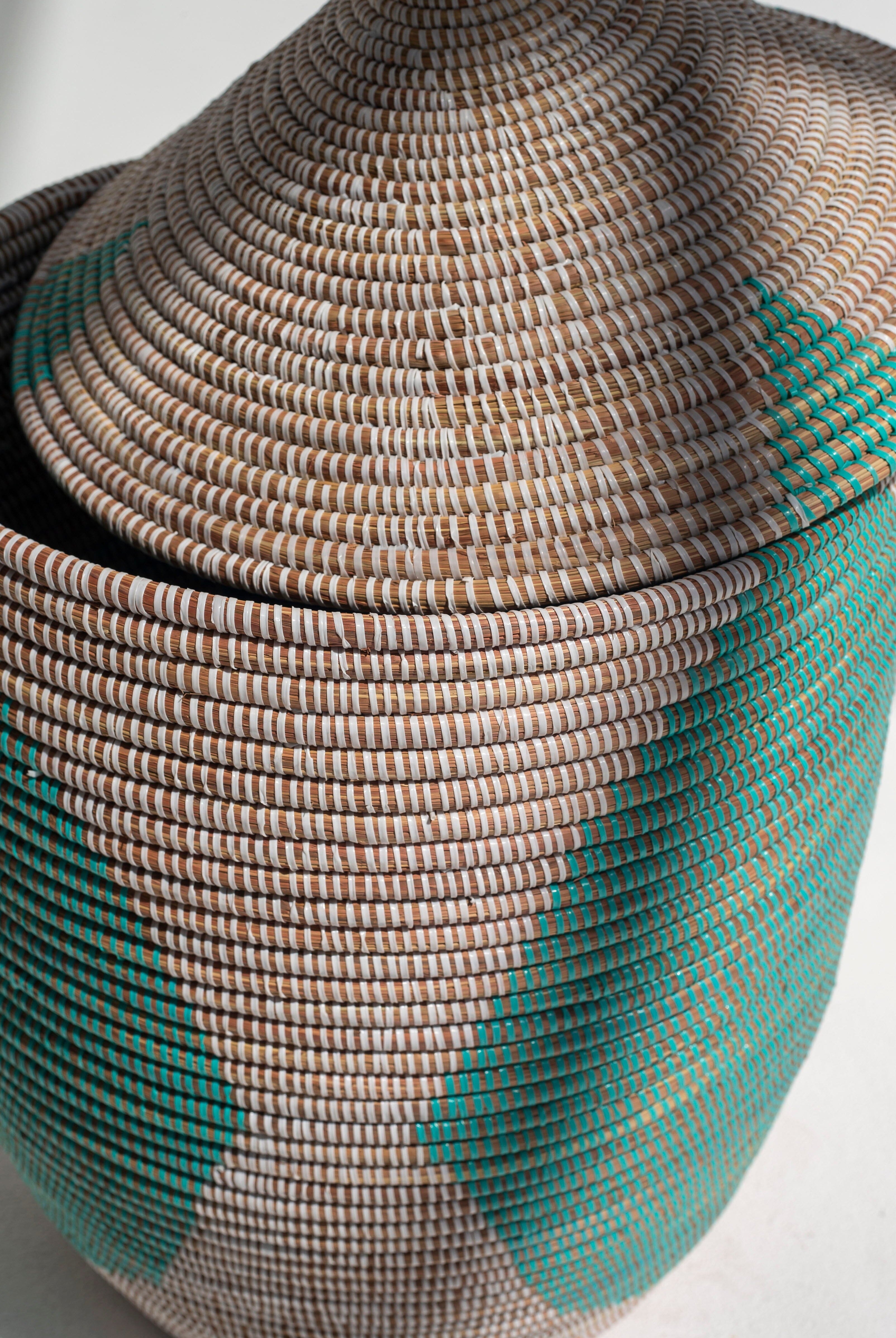 Handmade Mint Green & Beige Classic Basket (3 Sizes) BASKET