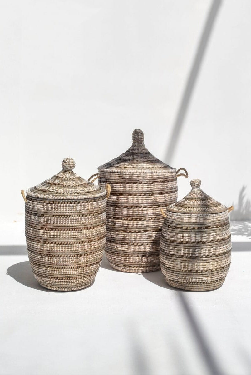 Maisha Handmade Spira Black & White Basket