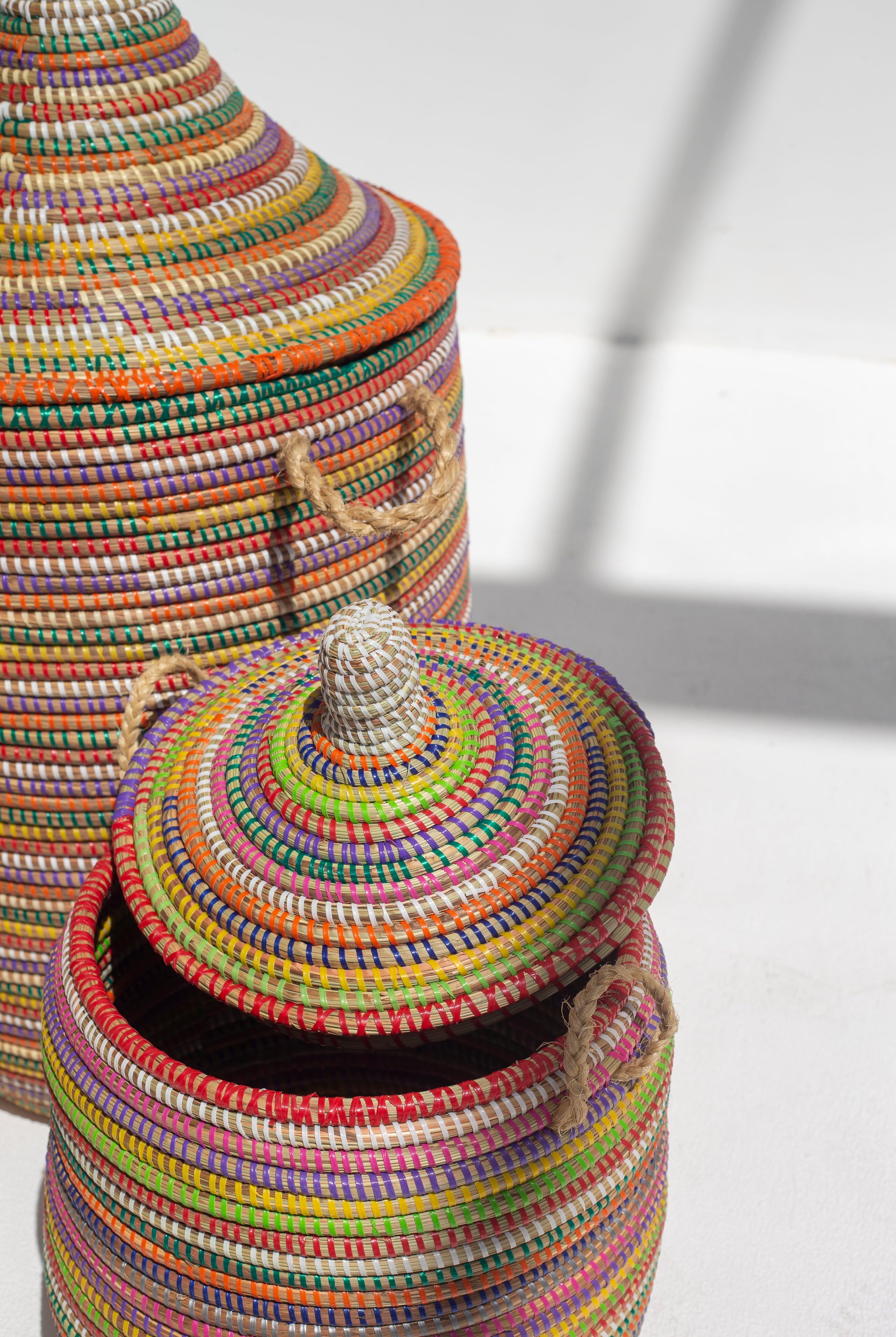 Handmade Circular Multi-Color Classic Basket (3 Sizes) BASKET