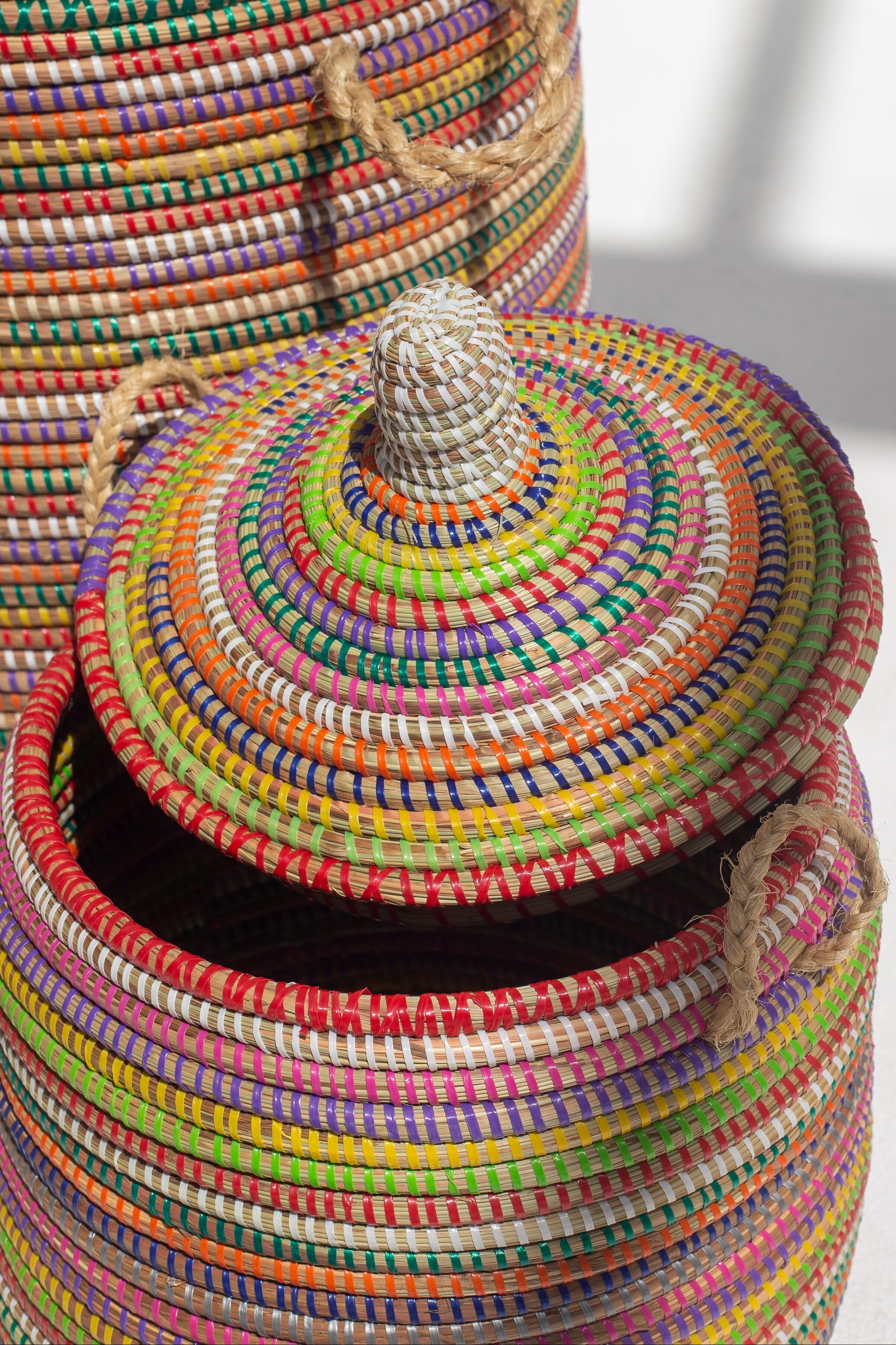 Handmade Circular Multi-Color Classic Basket (3 Sizes) BASKET