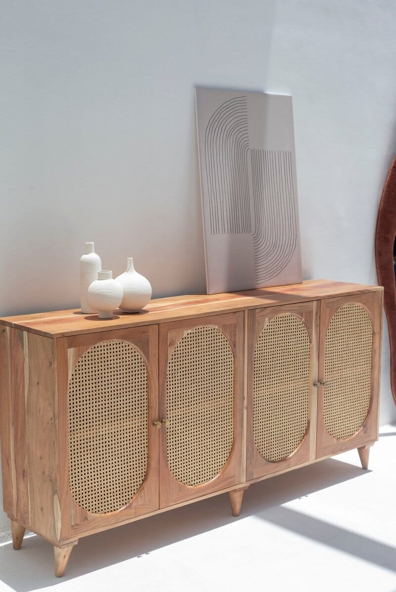 Naevia Rattan Doors Acacia Wood Sideboard