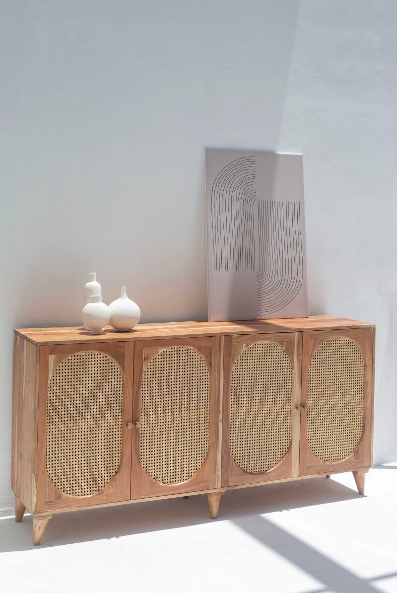 Naevia Rattan Doors Acacia Wood Sideboard