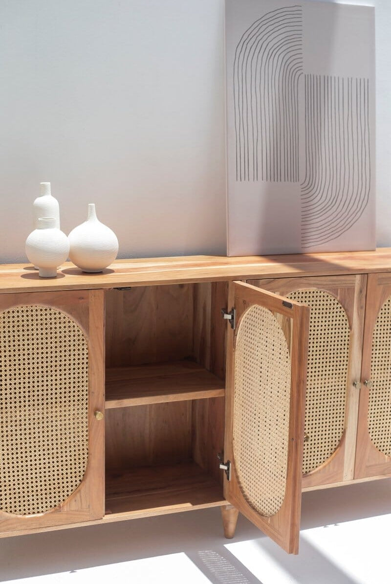 Naevia Rattan Doors Acacia Wood Sideboard