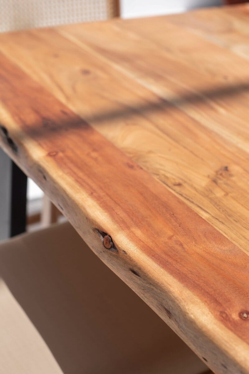 Theresa Dark Acacia Dining Table With Metal Legs (7 Sizes)