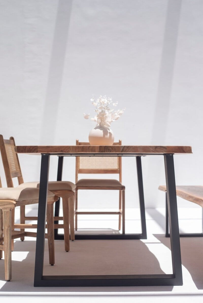 Theresa Dark Acacia Dining Table With Metal Legs (7 Sizes)