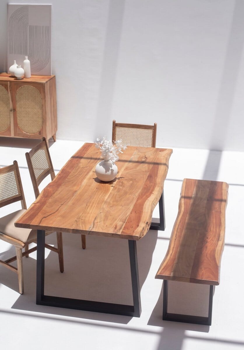 Theresa Dark Acacia Dining Table With Metal Legs (7 Sizes)