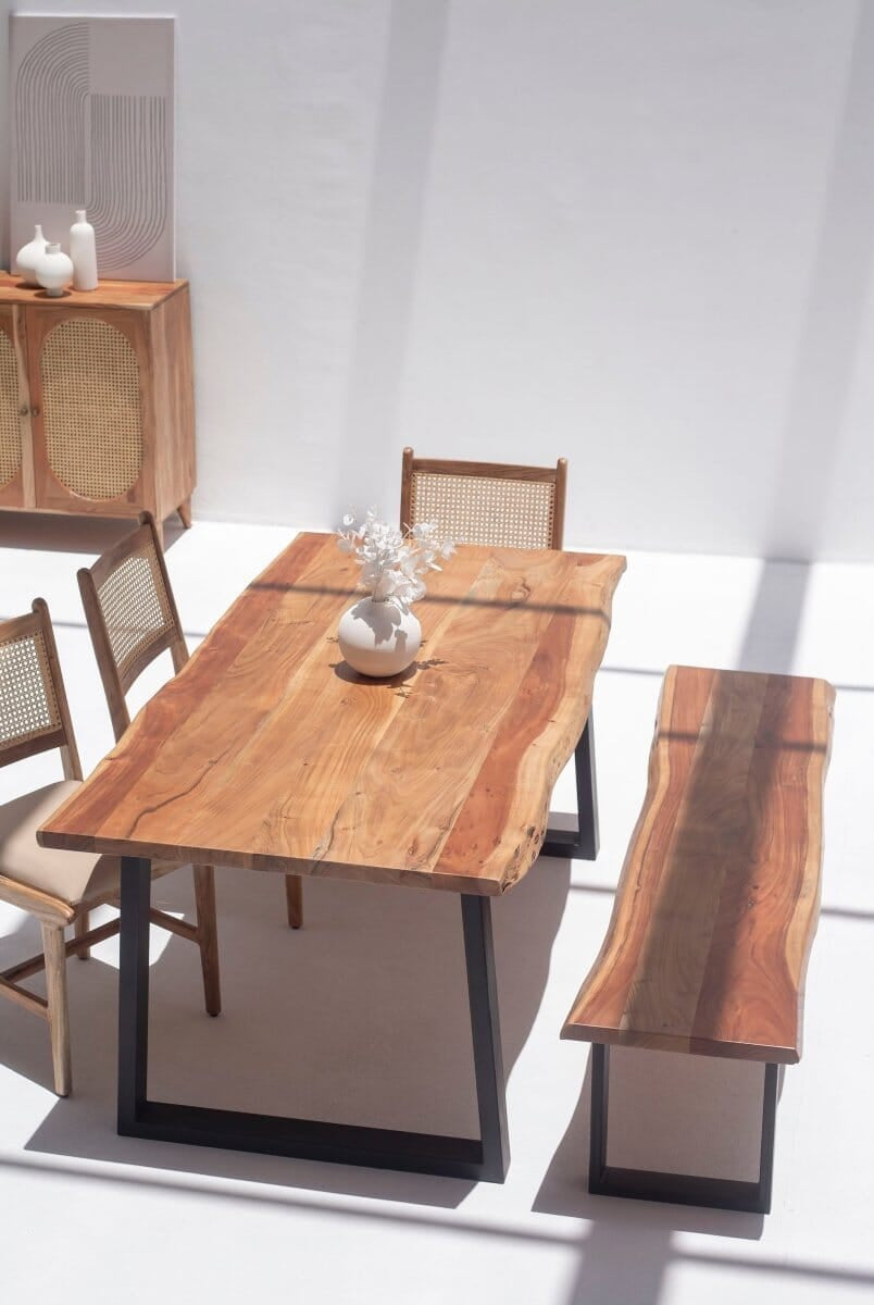 Laronia Dark Acacia Dining Table (7 Sizes) 120CM Length x 80CM Width x 76CM Height U