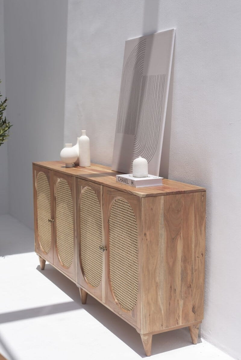 Naevia Rattan Doors Acacia Wood Sideboard