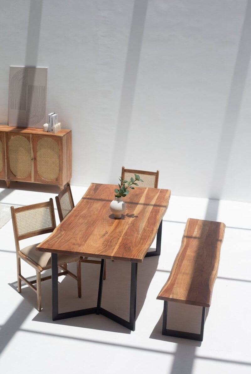 Laronia Dark Acacia Dining Table (7 Sizes) 120CM Length x 80CM Width x 76CM Height W