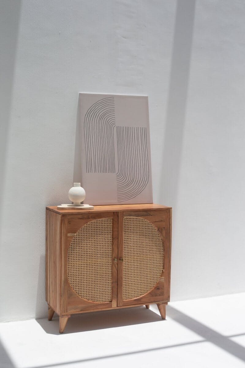 Viviana Rattan Doors Acacia Wood Sideboard & Buffet/Cabinet