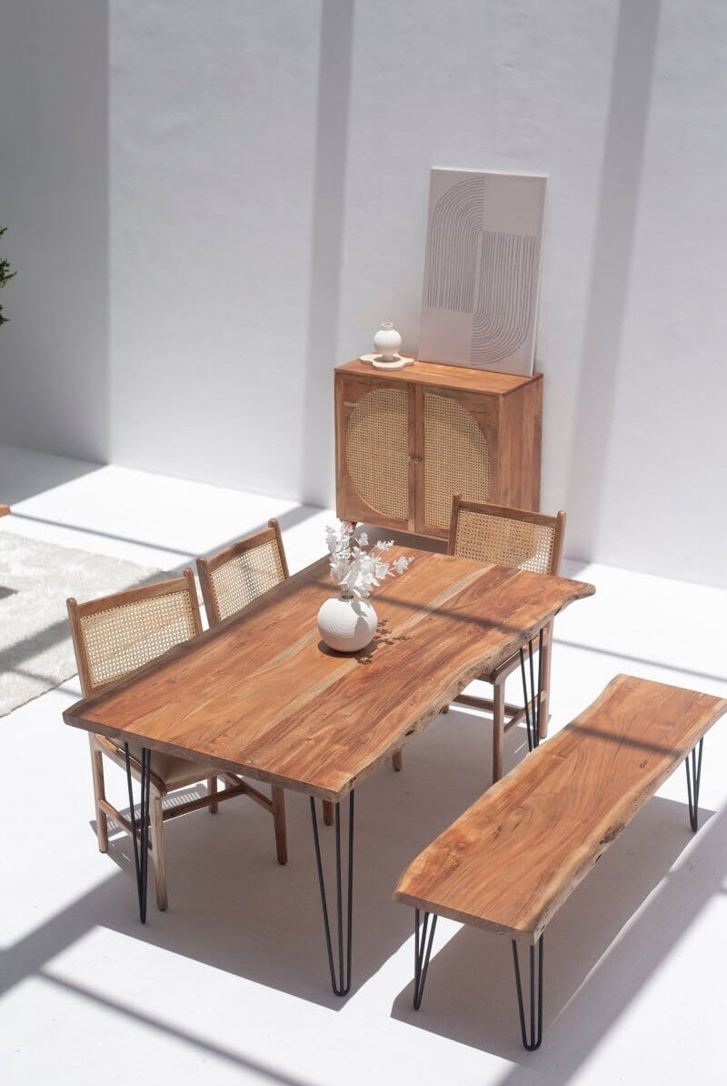 Azelia Dark Acacia Dining Table With Hairpin Legs (7 Sizes)