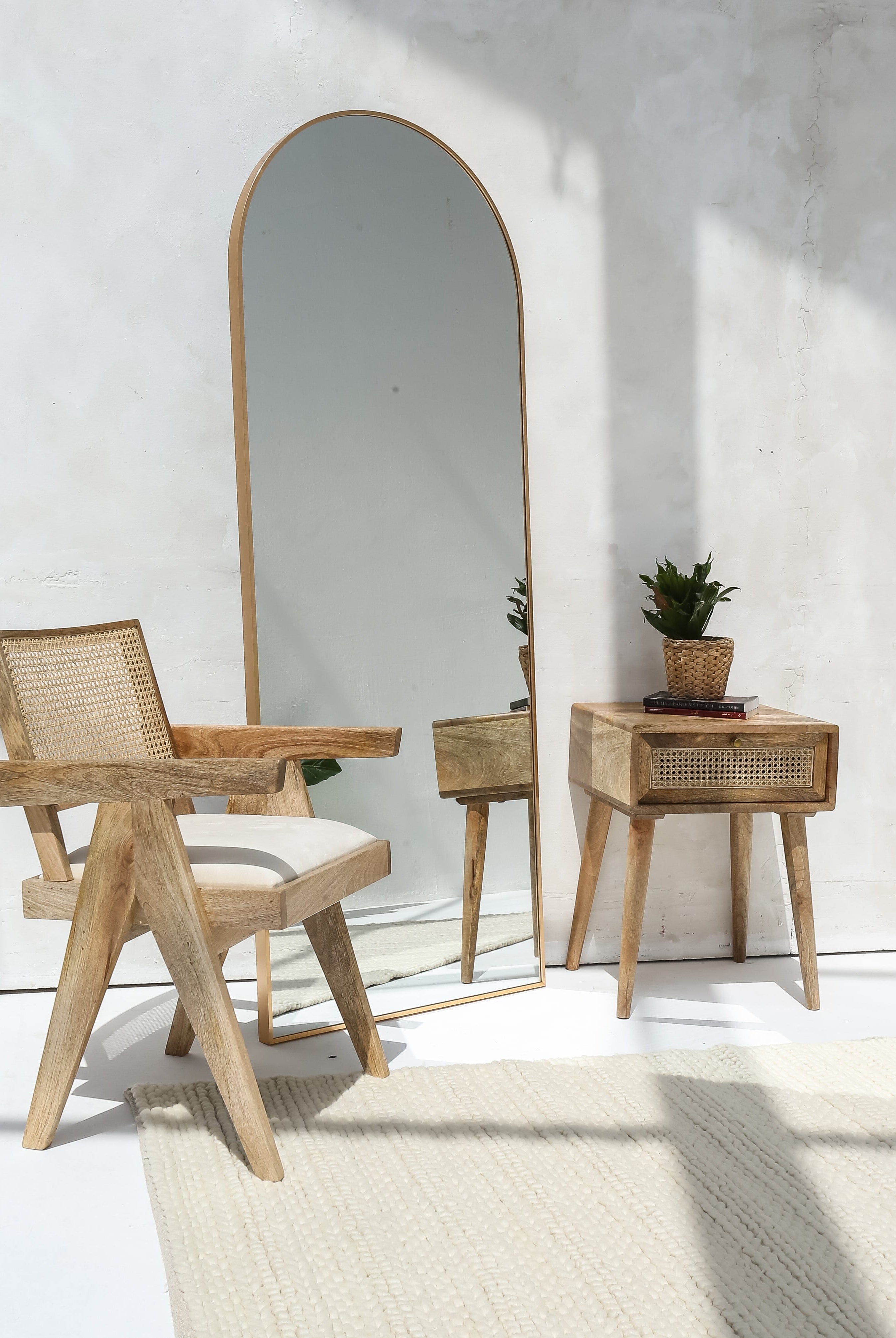 Rattan Drawer Side Table Homekode