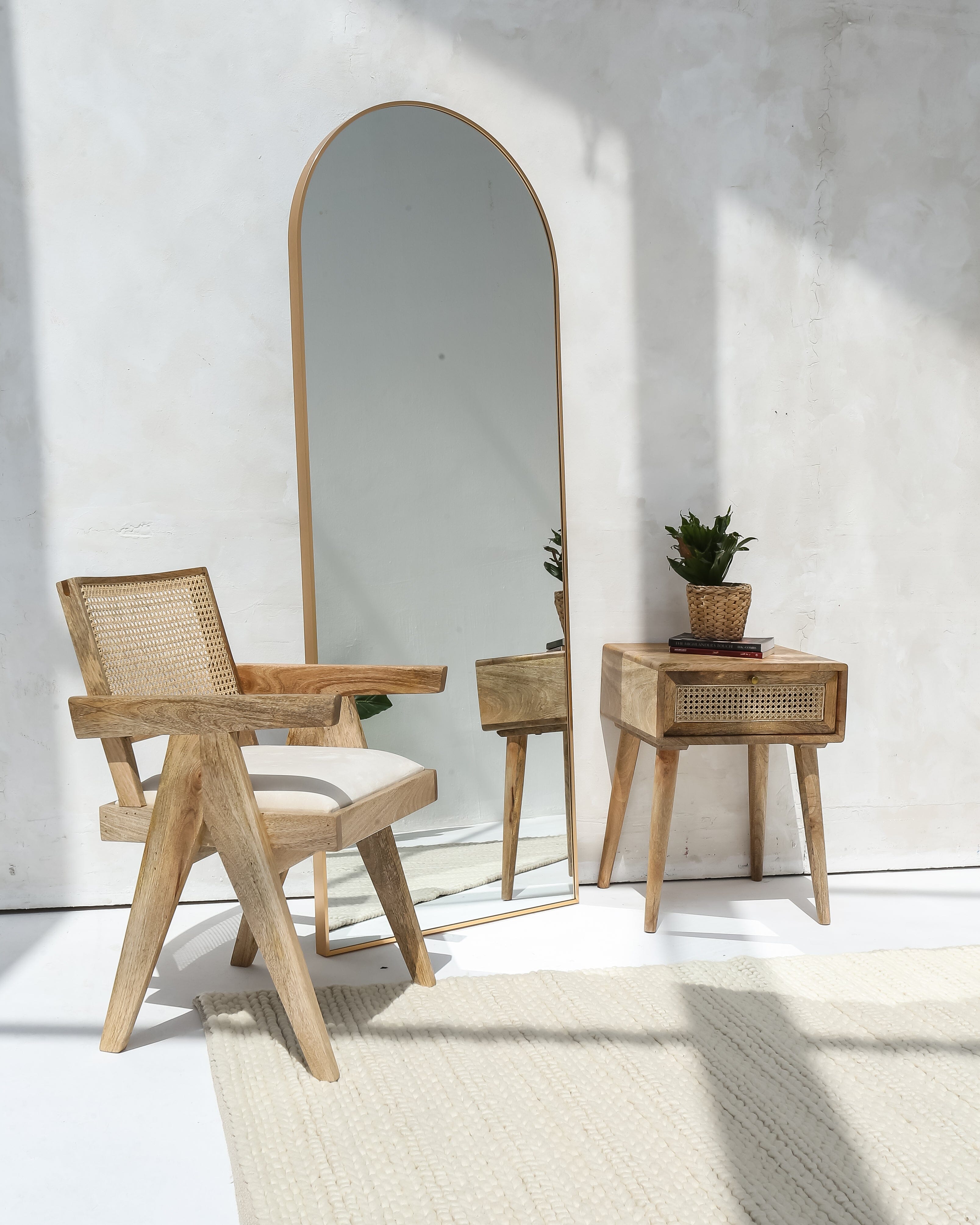 Rattan Drawer Side Table Homekode