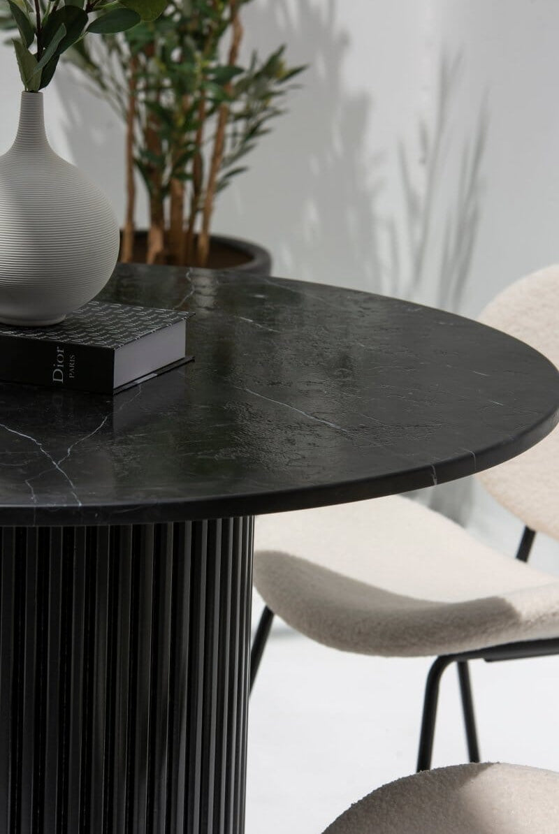 Cornelia Black Marquina Marble Dining Table (3 Base Colors)