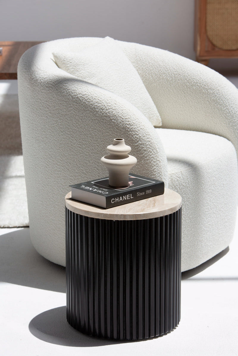 Nora Side Tables With Black Wooden Base (9 Top Variants)