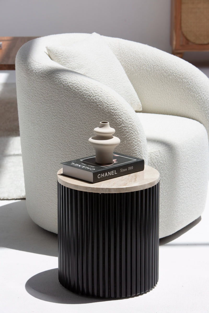 Nora Side Tables With Black Wooden Base (9 Top Variants)