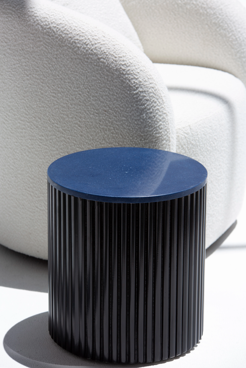 Nora Side Tables With Black Wooden Base (9 Top Variants) Blue Quz