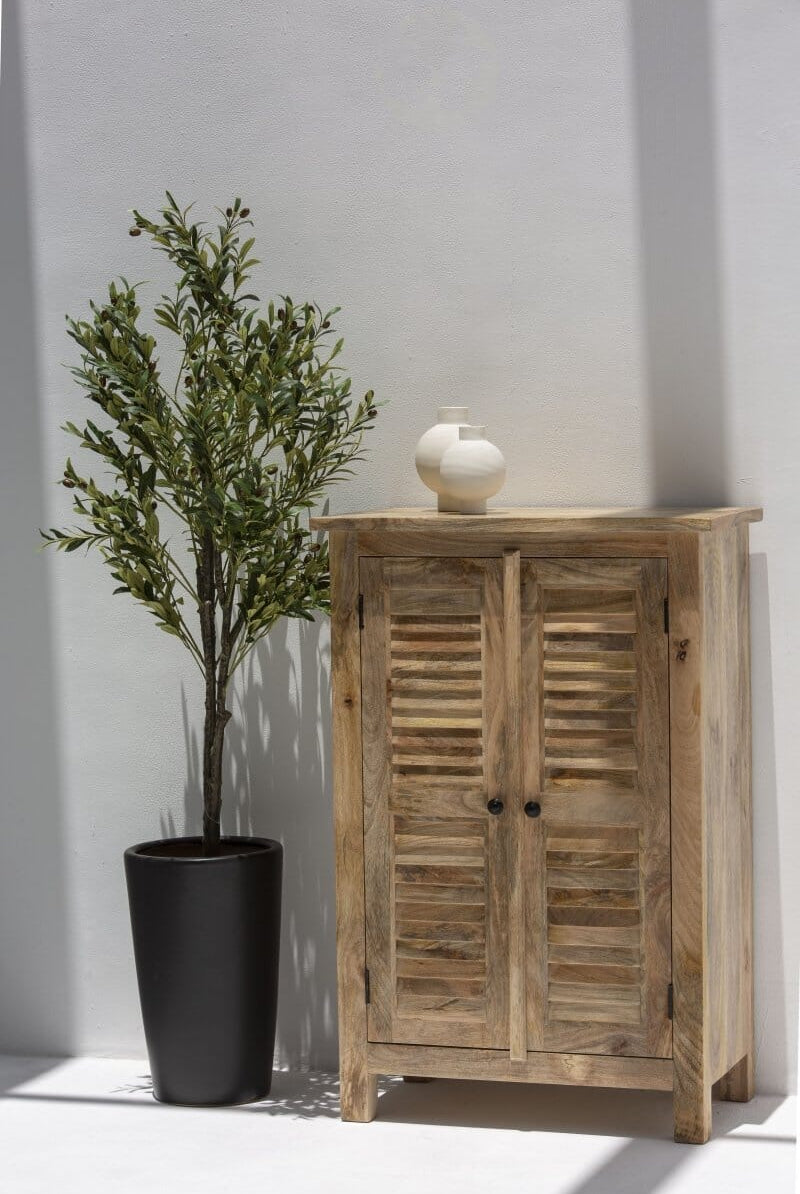 Marcella Rustic Mango Wood Slatted Cabinet (3 Sizes)