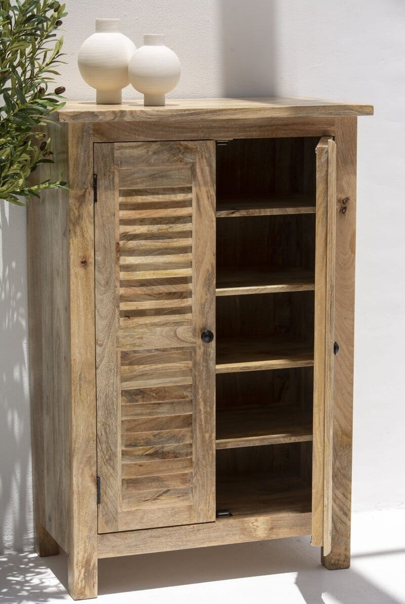 Marcella Rustic Mango Wood Slatted Cabinet (3 Sizes)
