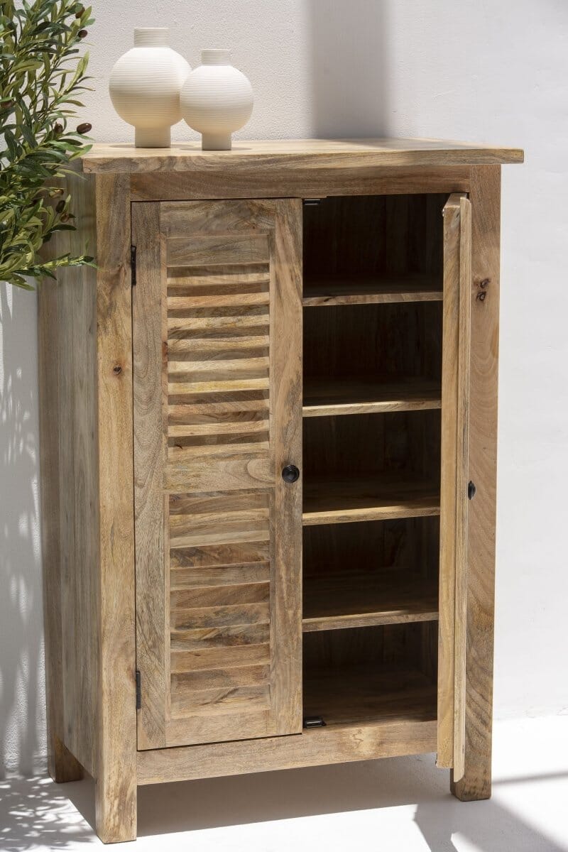 Marcella Rustic Mango Wood Slatted Cabinet (3 Sizes)