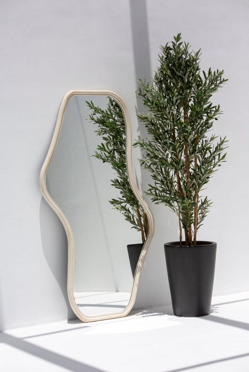 Mirage Curvy Wooden Fr Mirror Homekode