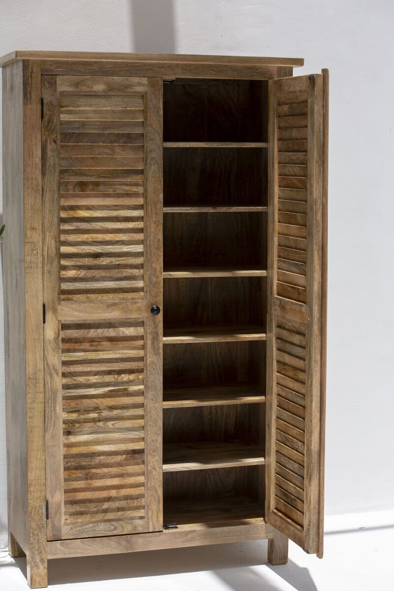 Marcella Rustic Mango Wood Slatted Cabinet (3 Sizes)