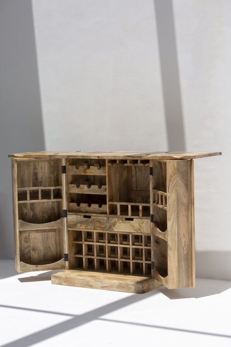 Mimosa Expand-A-Bar Mango Wood Bar Cabinet
