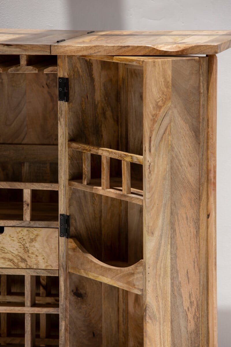 Mimosa Expand-A-Bar Mango Wood Bar Cabinet