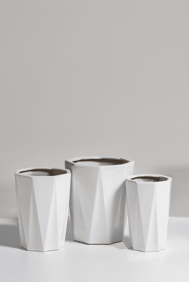 White Geometric Plant Pot