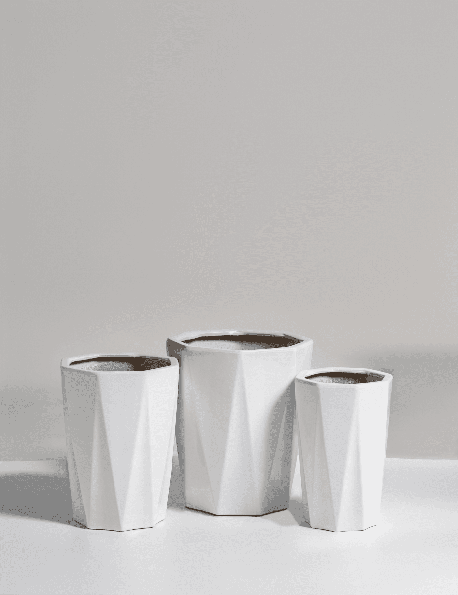 White Geometric Plant Pot