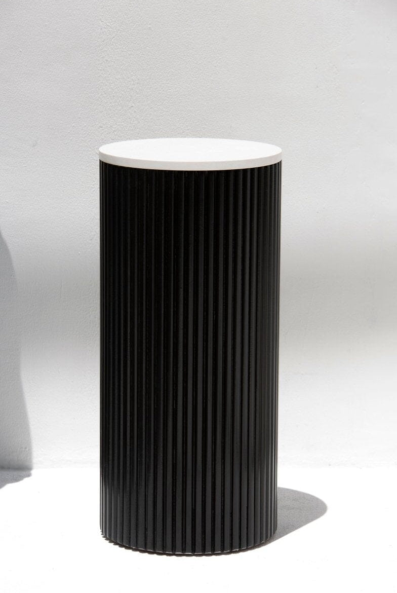 Alora Black Wooden Plinth With Multiple Tops White Quz