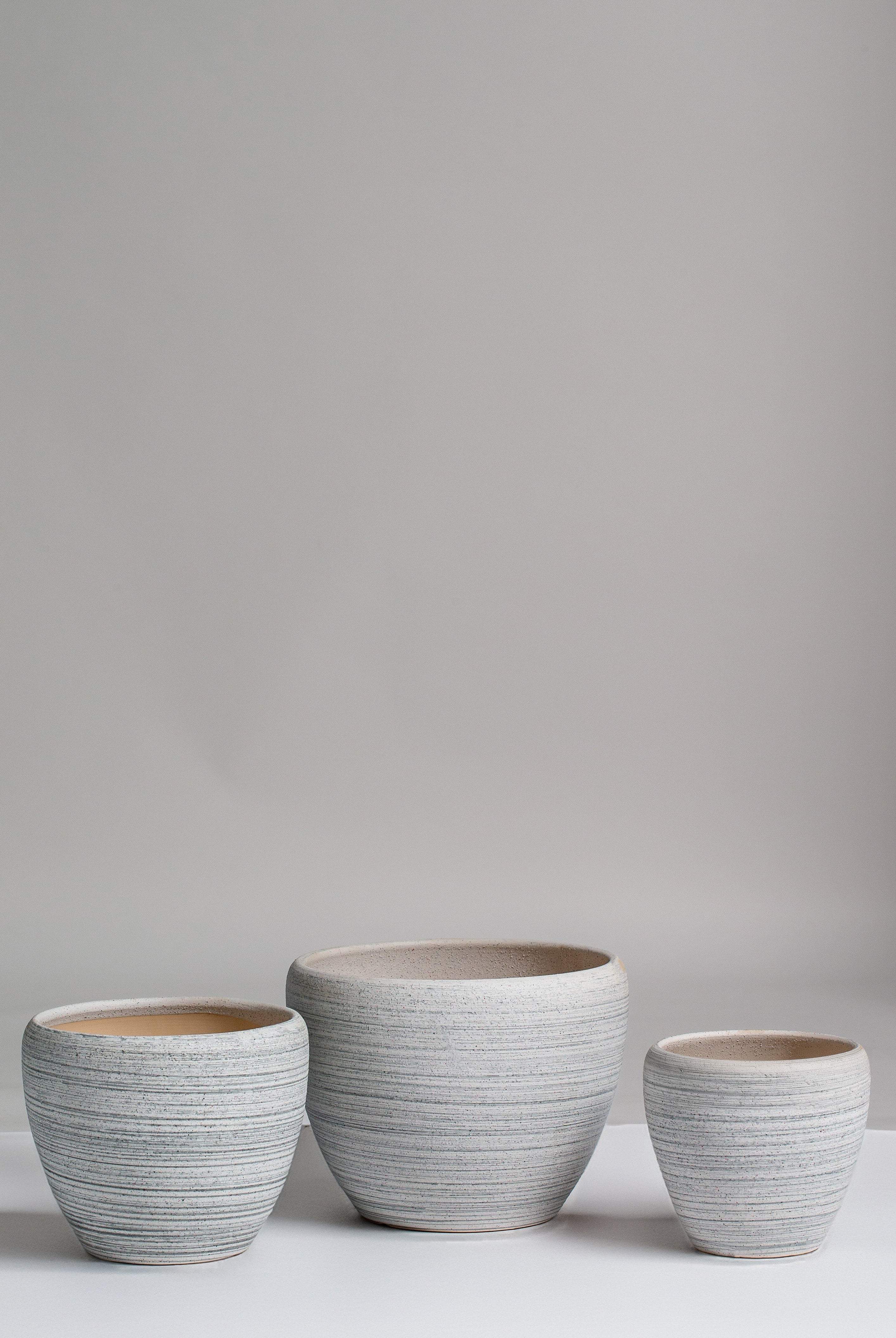 Bluish White Ceramic Plant Pot