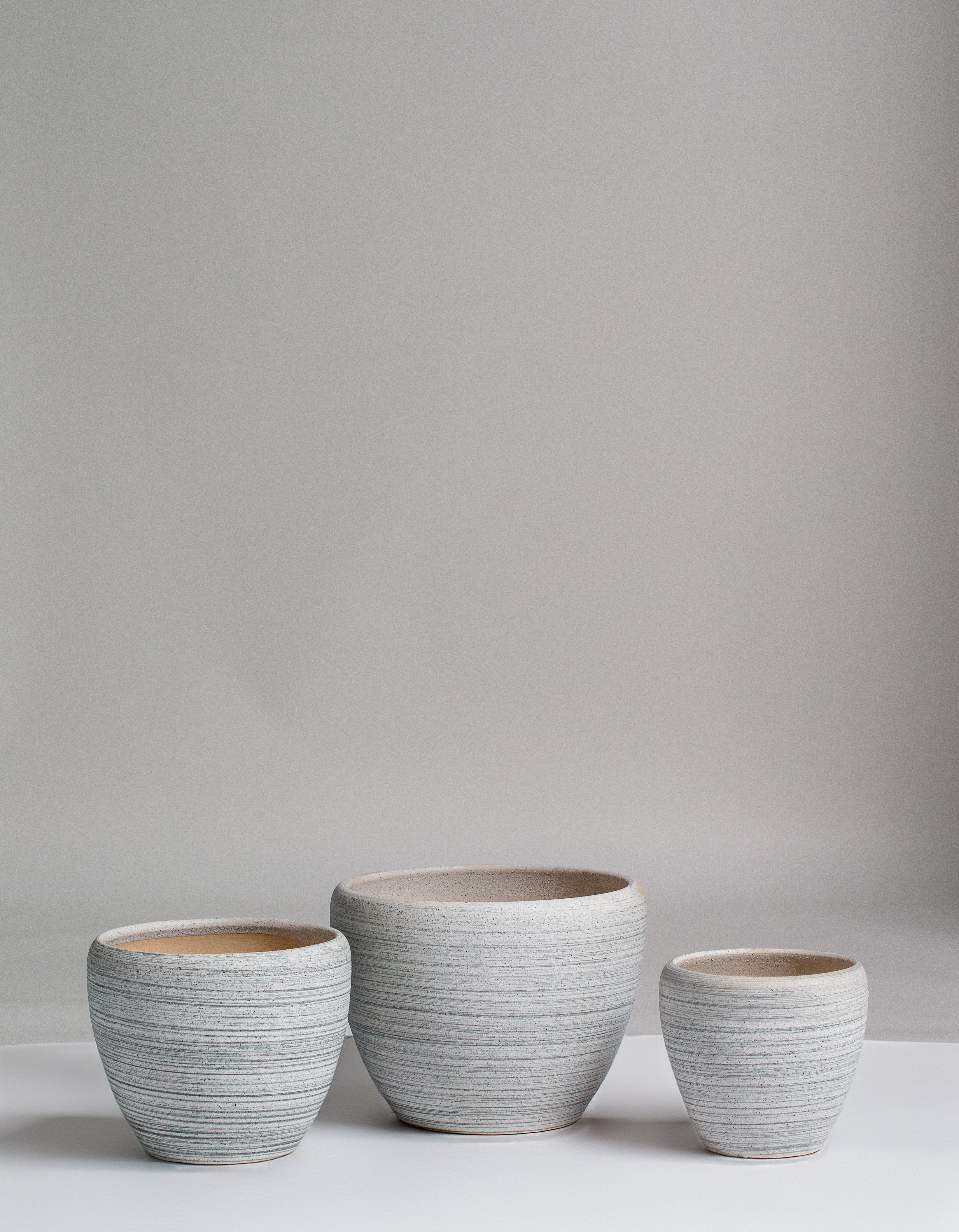 Bluish White Ceramic Plant Pot