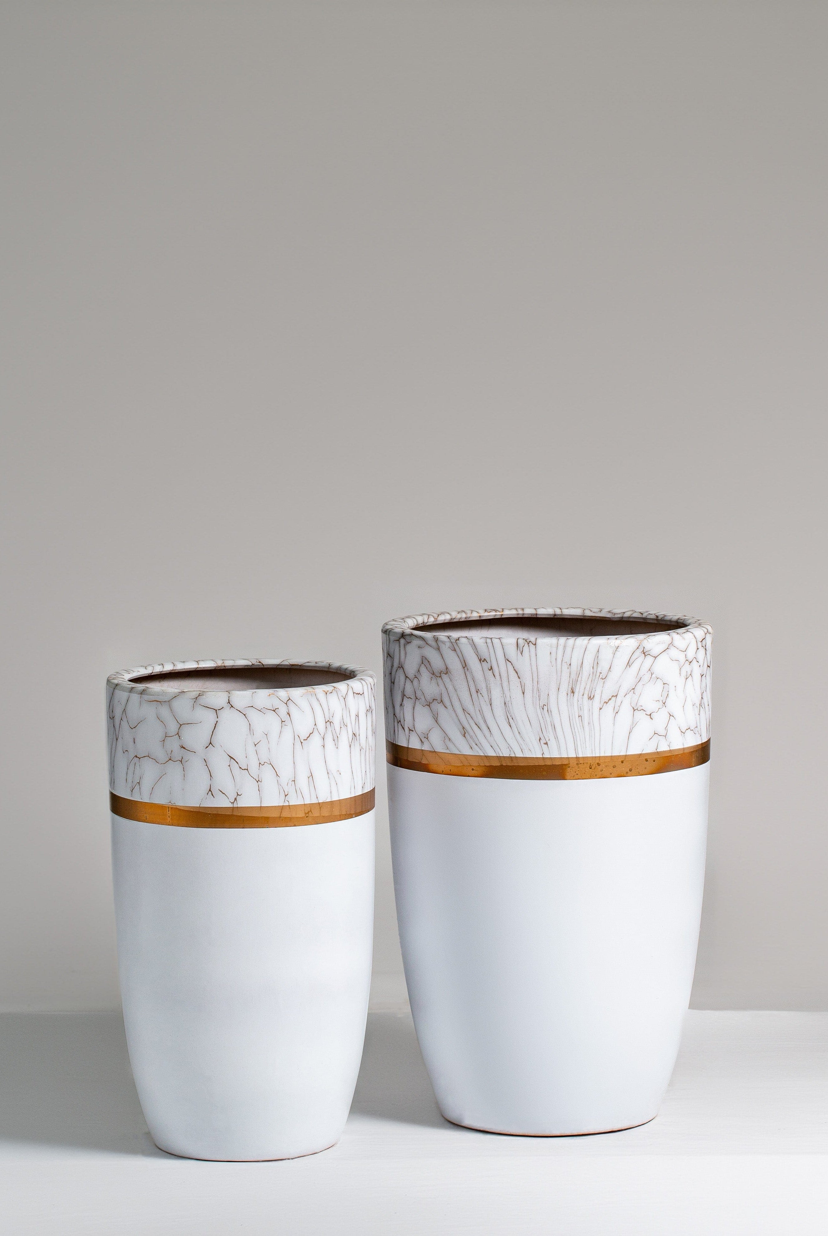 White Pot with Gold Stripe